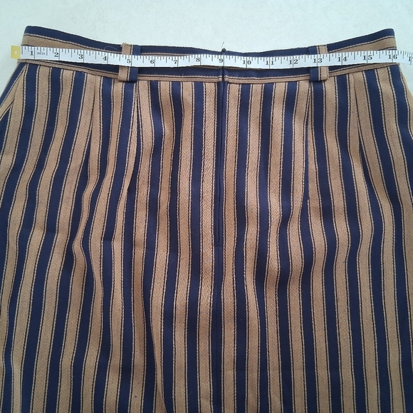 Vintage Le Truc/ Striped Blue and Brown/ Button-Down/ Pencil Skirt/ Size US 16 - Picture 9 of 11